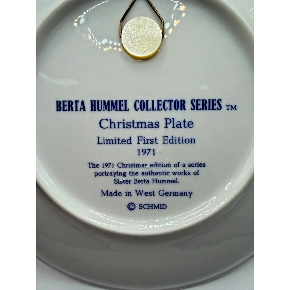 M.J. Hummel‎ 1971 Christmas Plate Limited First Edition Mad in West Germany